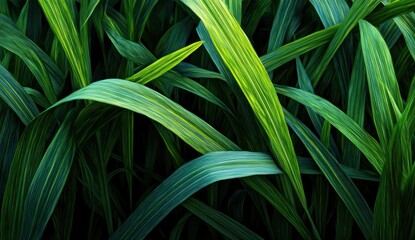 Vibrant green leaves with varying shades of light and dark.
