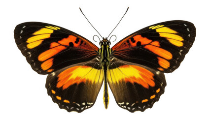 Obraz premium Vibrant butterfly with orange and black wings isolated on white background