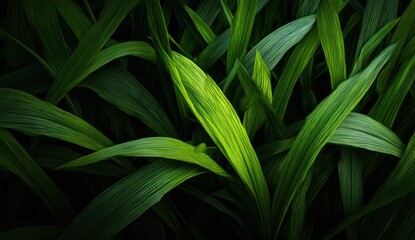 Close up of lush green leaves in the sunlight.