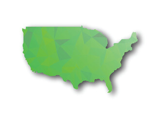 USA Map with Green Geometric Low Poly Pattern - Continental United States Vector Illustration