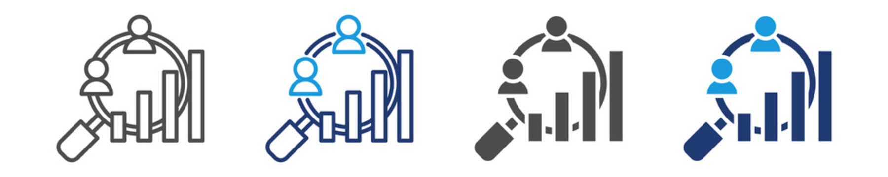quantitative research icon set multiple style