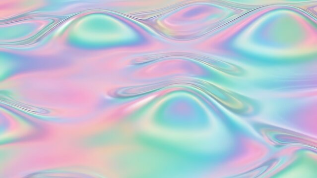 Dreamy Holographic Surface Texture with Liquid Flowing Pattern for Abstract Colorful Background or Modern Iridescent Design