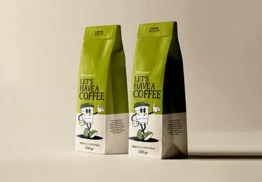 Coffee Bag Packaging Mockup Standing Pouch Set
