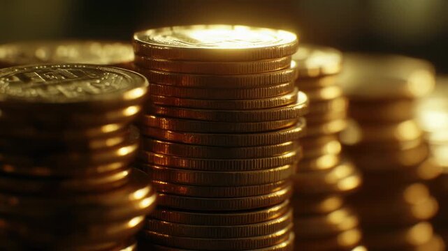 Video A pile of coins stacked on top of each other