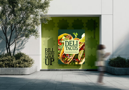 Outdoor Billboard Mockup Integrated in Modern Architecture
