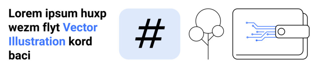 Obraz premium metadata tag inside soft square, nature elements with trees, tech-integrated digital wallet. Ideal for tech apps, social media themes, nature innovation, branding, startups, eco-tech simple landing