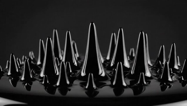 Magnetic Fluid Art - Mesmerizing Black Spikes and Dynamic Patterns.