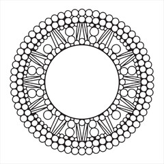 Black and White Mandala Design with Geometric Patterns and Circles