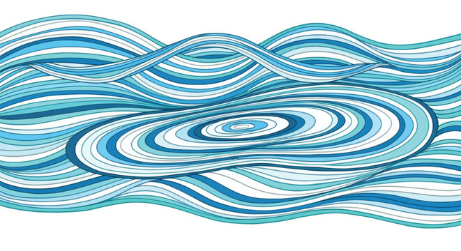 Abstract blue flowing water wave and ripple line art vector