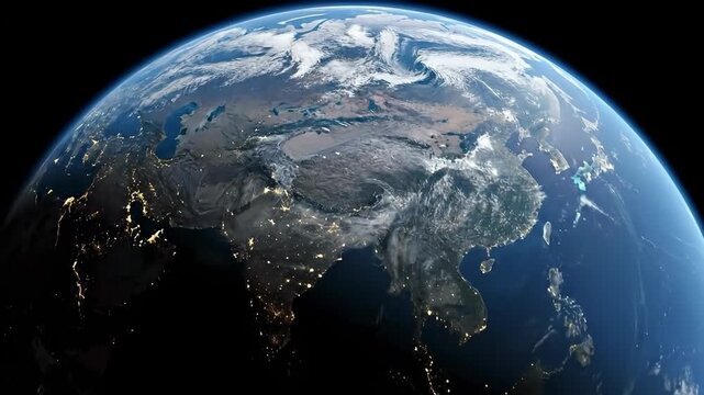 A Stunning View of Earth from Space: A Detailed Representation of the Planet's Surface, Highlighting Continents, Bodies of Water, and Atmospheric Features in Stunning Clarity
