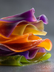 translucent gummy jelly shapes, smooth agar agar texture, soft pastel color palette 