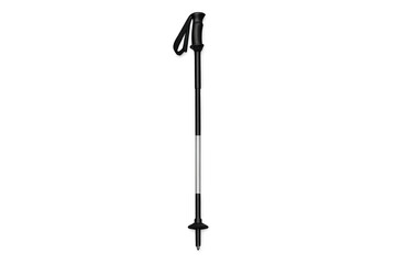 Black adjustable trekking pole with strap and basket for outdoor adventures