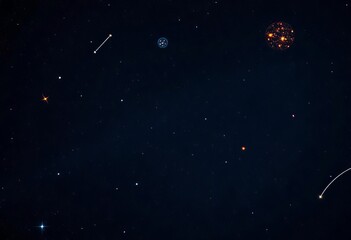 Fototapeta premium Celestial bodies arranged in a precise grid pattern across deep space, ethereal, texture