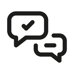 Approved chat professional line icon. Professional Line Vector Icon with modern messaging verification concept, minimal clean outline design and scalable confirmation symbol