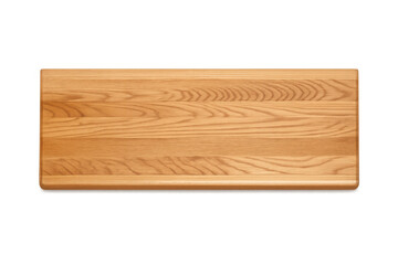 Natural wooden cutting board with visible grain texture, isolated on black background