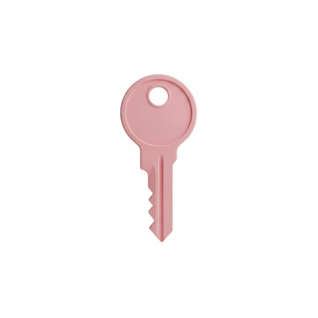 3d pink key isolated on transparent background