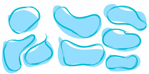 Abstract blue blob bundle set. Vector blue random simple blobs.