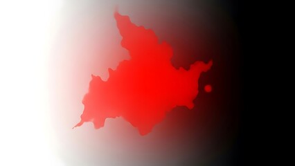 Red map silhouette against a gradient white to black background from a direct viewpoint
