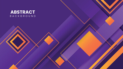 Abstract geometric background featuring a modern combination of purple and orange colors, with dynamic lines, shapes, and futuristic