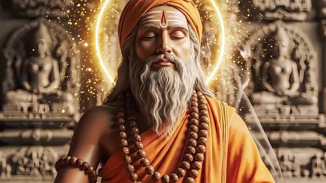 Guru Ravidas Jayanti celebration with saint portrait in temple environment