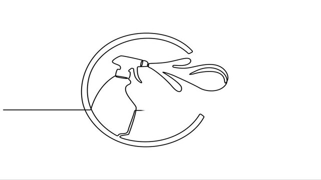 Animated self drawing of  Continuous one line drawing of mop and bucket. Cleaning concept. Simple vector illustration, Single line draw design vector graphic illustration. Cleaning tools one line