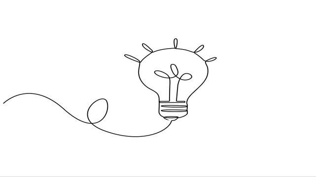 Self drawing animation of one line electrical bulb vector illustration. Electric lamp animation, Light bulb. Continuous one line drawing
