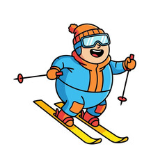 Fototapeta premium Happy Chubby Skier Cartoon Character
