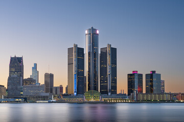 Fototapeta premium Detroit, Michigan, USA Skyline on the Detroit River