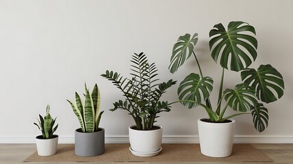 Obraz premium A collection of indoor houseplants in various pots