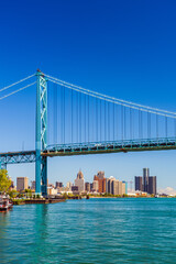 Fototapeta premium Detroit, Michigan, USA with the Ambassador Bridge
