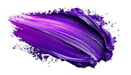 A textured, vibrant purple paint stroke on a black background, with visible brush marks