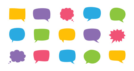 Bubble speech, Talk bubble, Chat bubble. Speech balloon, talk icon set vector. Hand drawn colorful chat text doodles. 