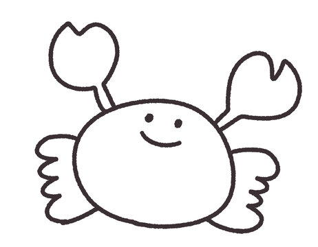 Cute hand drawn crab illustration with a smiling face