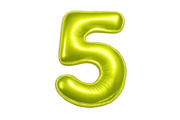 Fototapeta premium Metallic green number five balloon, inflating for celebration