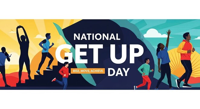 Celebrating national get up day with motivational silhouettes