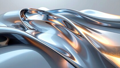 Abstract polished metal sculpture with smooth, flowing curves and highlights