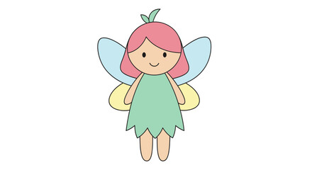 Cute cartoon fairy illustration with pastel colors and wings