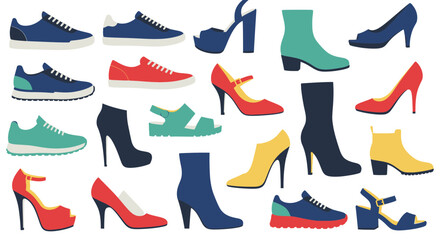 Collection of Colorful Fashion Footwear