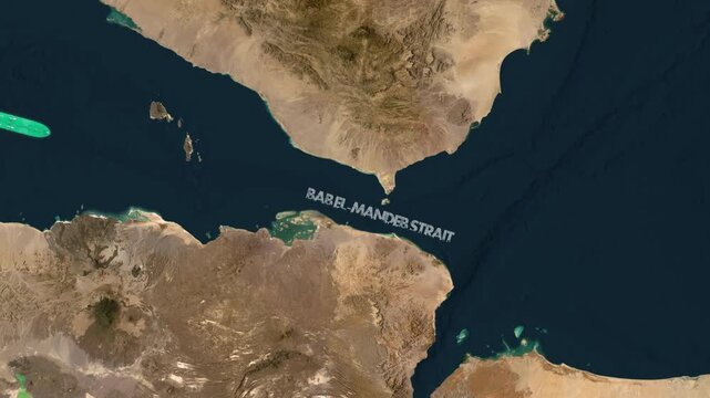 Three tankers navigating the strategic Bab el-Mandeb Strait maritime passage animation
