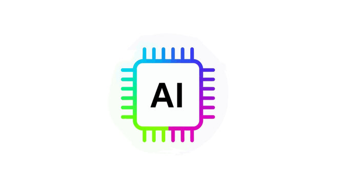 AI chip icon with colorful gradient, artificial intelligence concept
