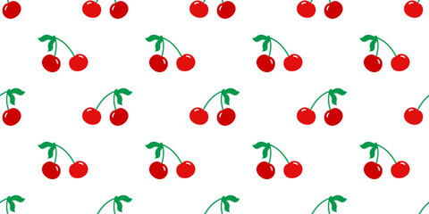 Cute cherry seamless background. Ideal for kawaii wallpapers, spring fabrics, and charming dessert packaging