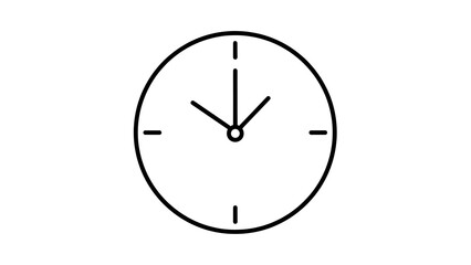 Simple black clock icon on white.