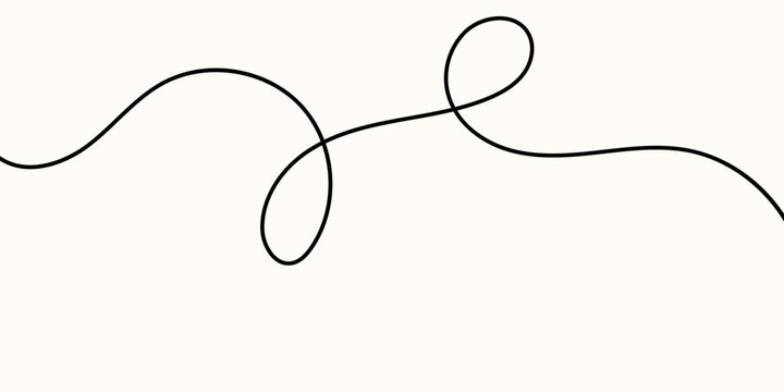 Line cable drawing and squiggle curve long with abstract tangle thin Wavy curvy thread and line pattern vector with loop squiggly cable Wire line doodle and rope squiggle divider with element