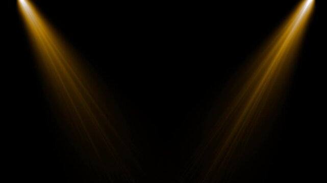 golden yellow two spot lights ray isolated alpha channel animation technology and product light social media motion design element