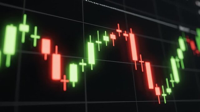 Candlestick chart finance trading stock forex market investment analysis data volatility risk pattern screen for stock market candlestick chart financial trading price movement red candle green