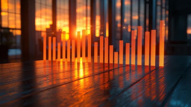 digital graph on the table showing the development of the event