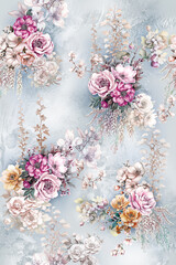 beautifull and charming allover design flower with shading background for fabric textile