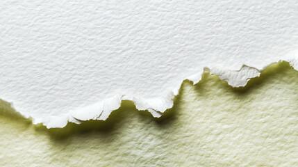 Close-up Texture of Torn White Paper on Soft Yellow Background