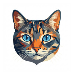  Majestic Cat Portrait: The close-up shot captures the intense gaze of the feline with brilliant blue eyes, set against a stunning display of multicolor fur. A truly regal portrait of animal beauty.