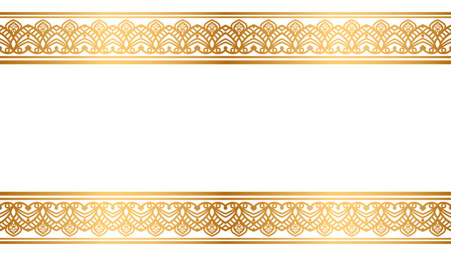 Luxury Ornament Islamic Golden Line Lace Border Thai Pattern Wedding Invtation Card Background